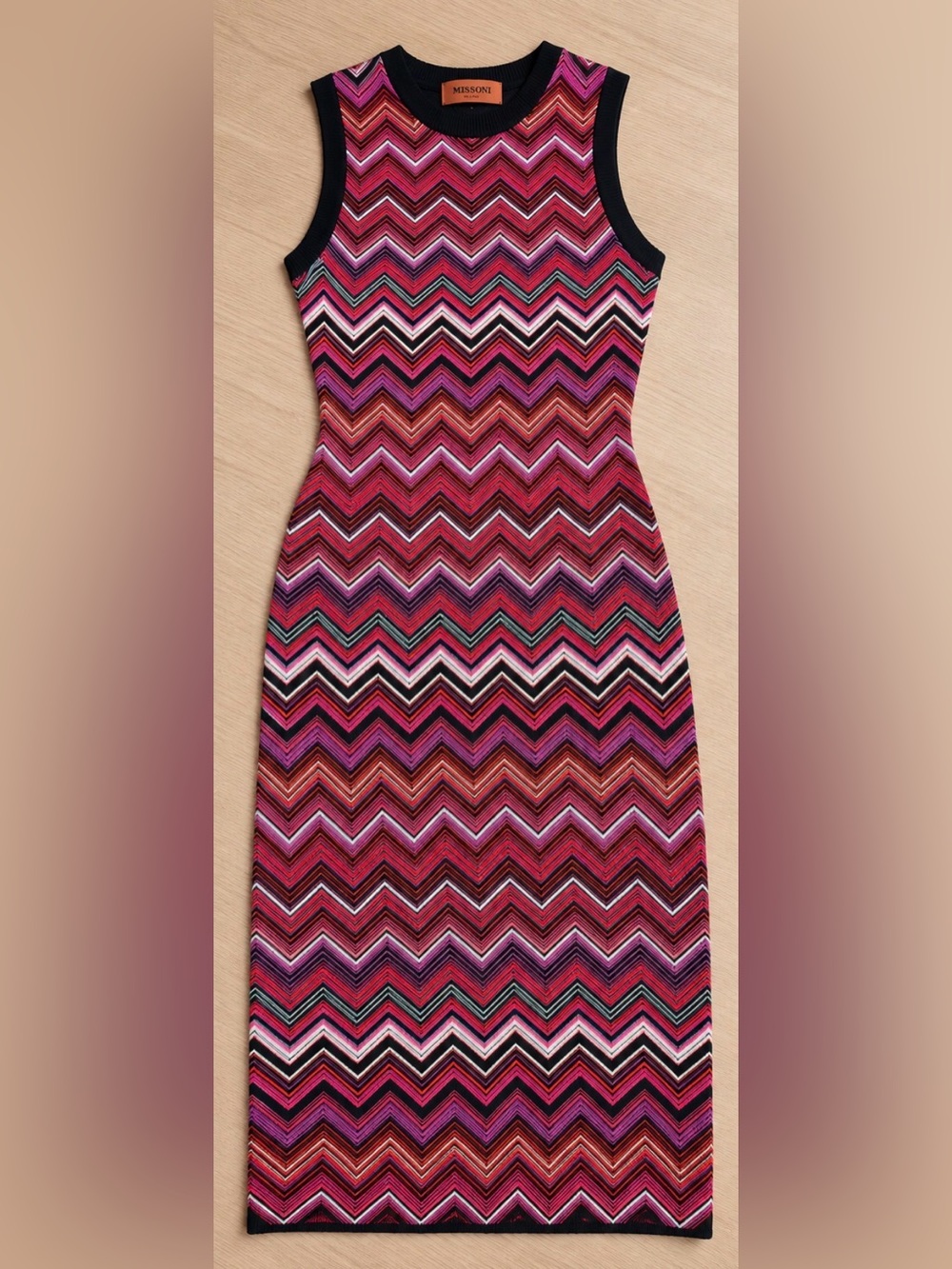 Missoni Multicolor Chevron Knit Sleeveless Midi Dress